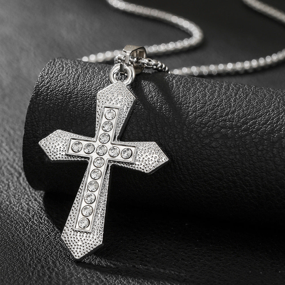 Men's Flame Vintage Cross Hip Hop Sweater Jewelry Set