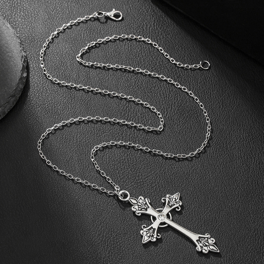 Men's Flame Vintage Cross Hip Hop Sweater Jewelry Set