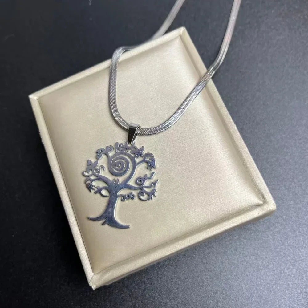 Tree of Life Pendant Necklace | Stainless Steel Snake Chain Choker for Men and Women