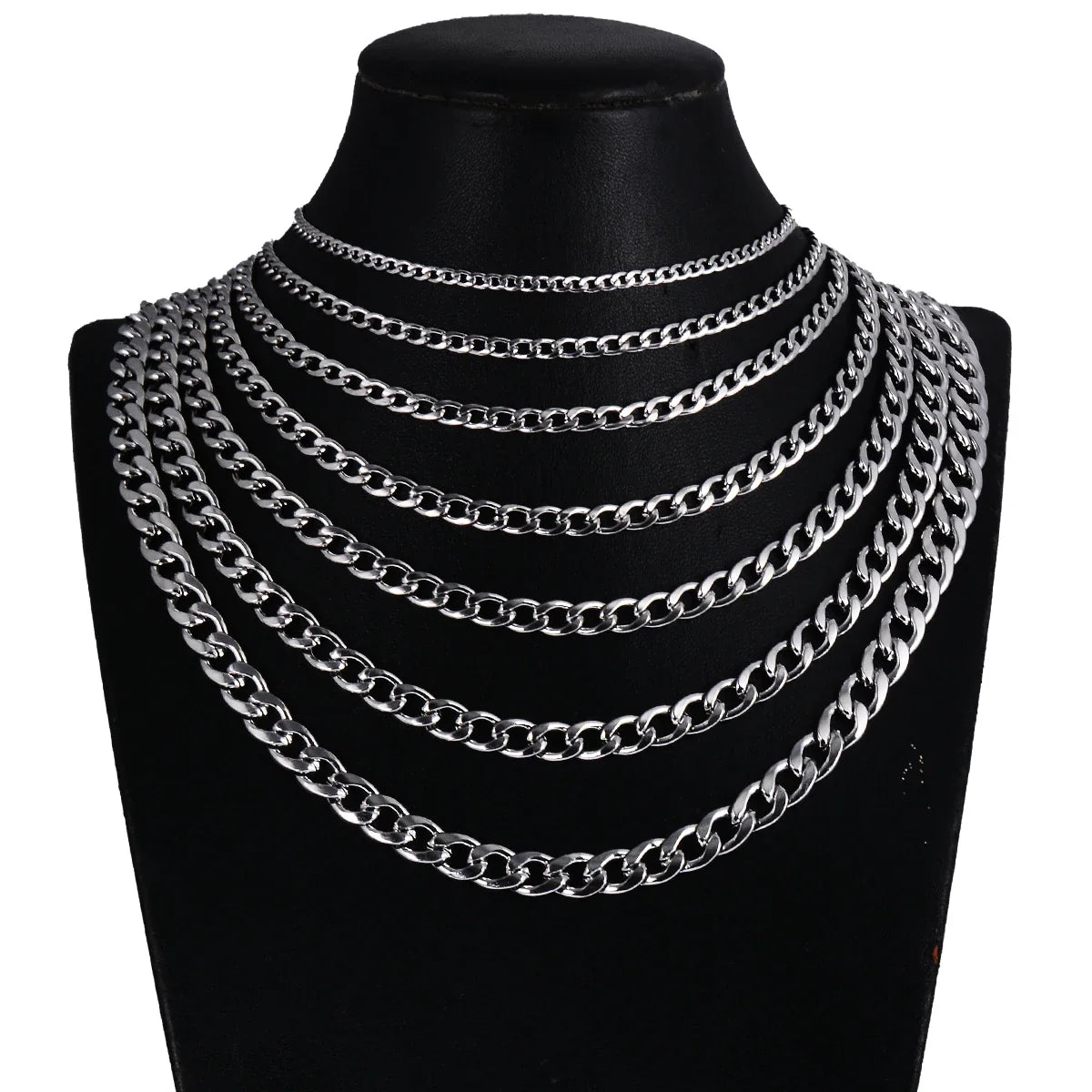 Stainless Steel Curb Cuban Link Chain Necklace | Unisex Punk Choker Jewelry