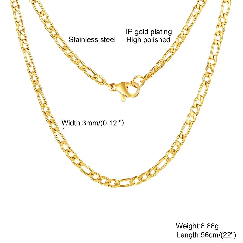 Figaro Chain Necklace Stainless Steel Link Gold Color Choker Necklace Layered Women Girls 14"  18" 20" 24"