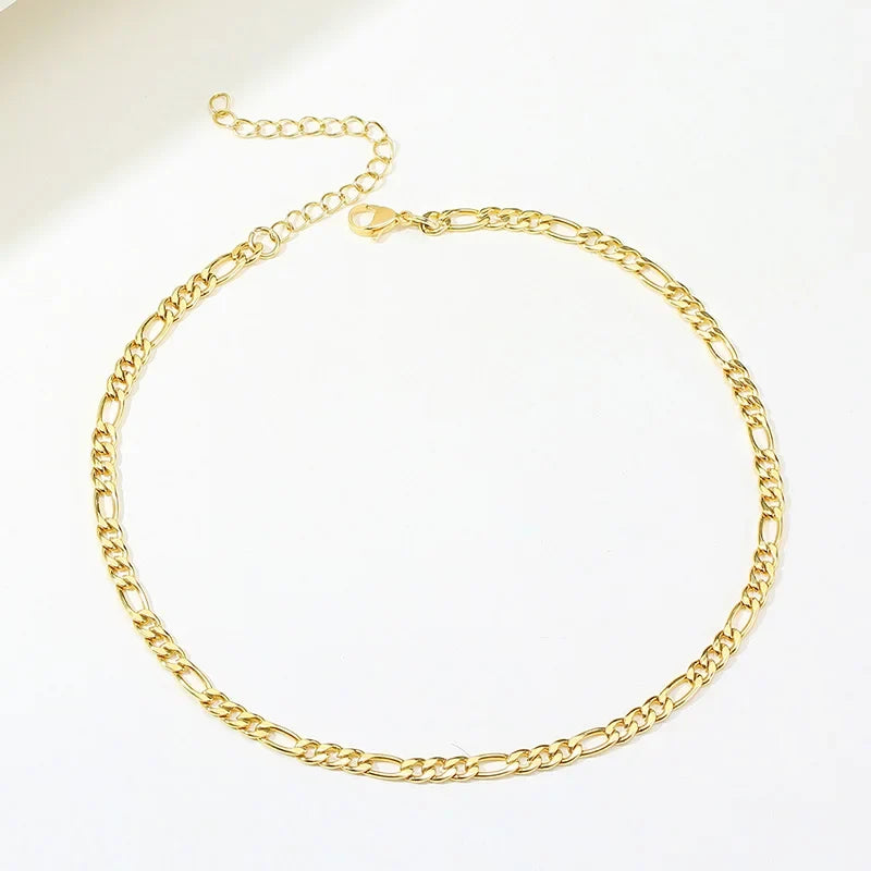 Figaro Chain Necklace Stainless Steel Link Gold Color Choker Necklace Layered Women Girls 14"  18" 20" 24"