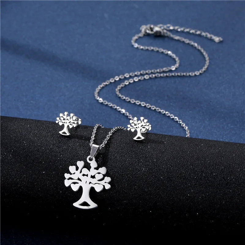 Tree of Life Pendant Necklace | Stainless Steel Snake Chain Choker for Men and Women