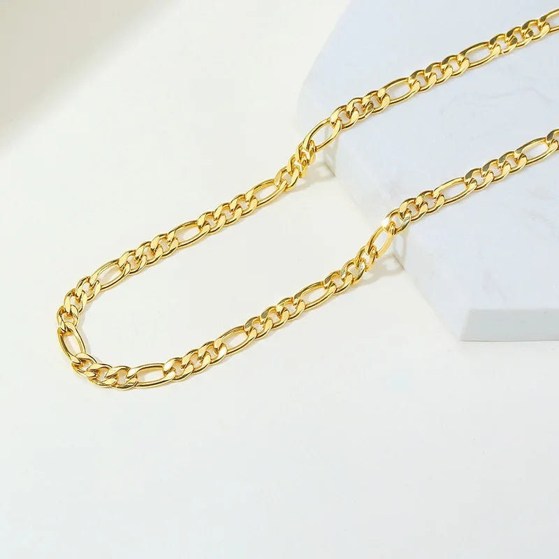 Figaro Chain Necklace Stainless Steel Link Gold Color Choker Necklace Layered Women Girls 14"  18" 20" 24"