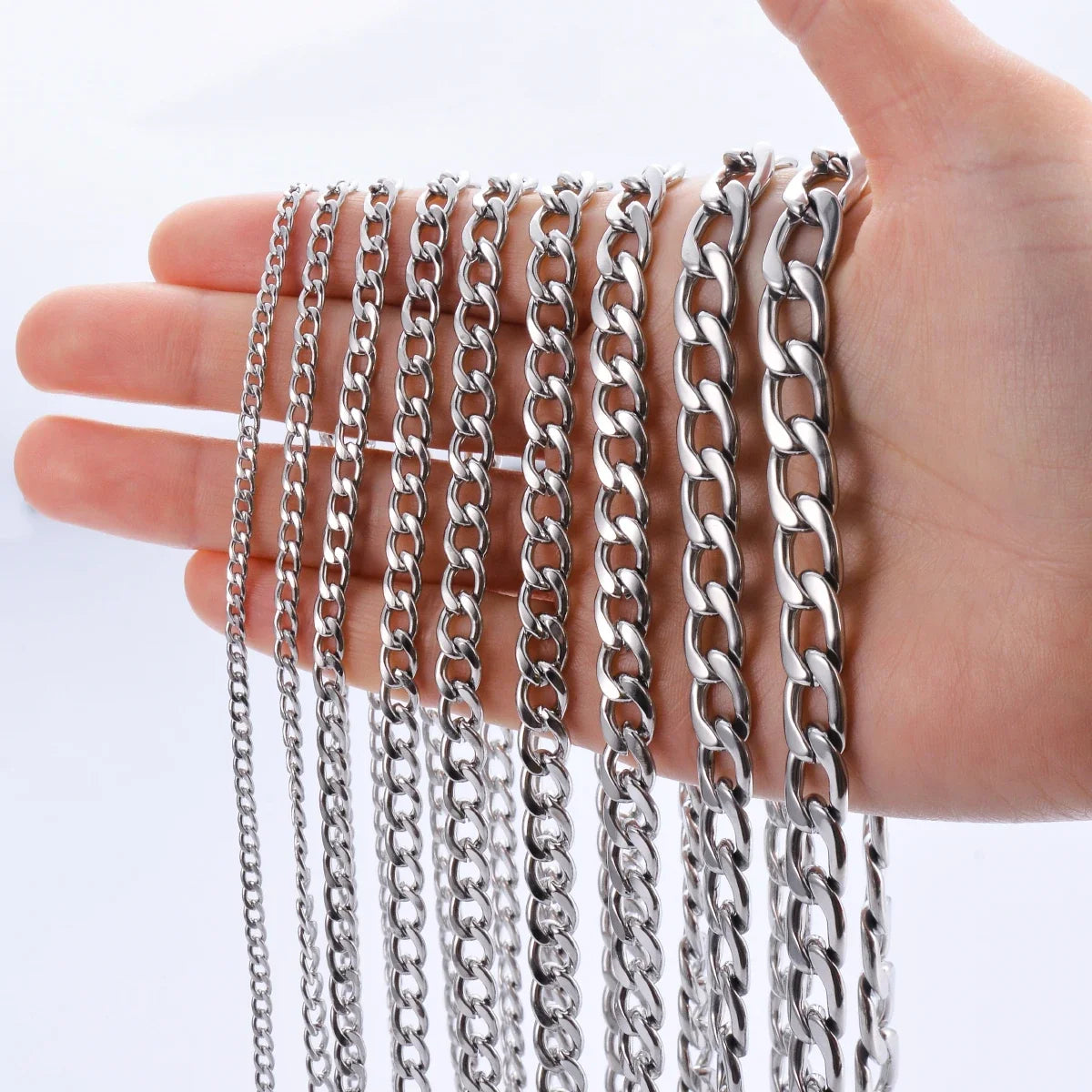 Stainless Steel Curb Cuban Link Chain Necklace | Unisex Punk Choker Jewelry
