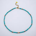 Handmade Stainless Steel 3mm Red Carnelian Turquoise Gemstone Chain 16 Inch Necklace | WA-04637